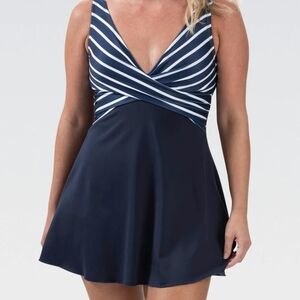 Dolfin Aquashape Navy Blue And White One Piece Swimsuit